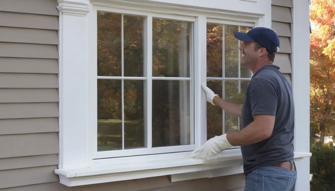 Provider installing a new replacement window in a colonial-style home in the Gaithersburg area